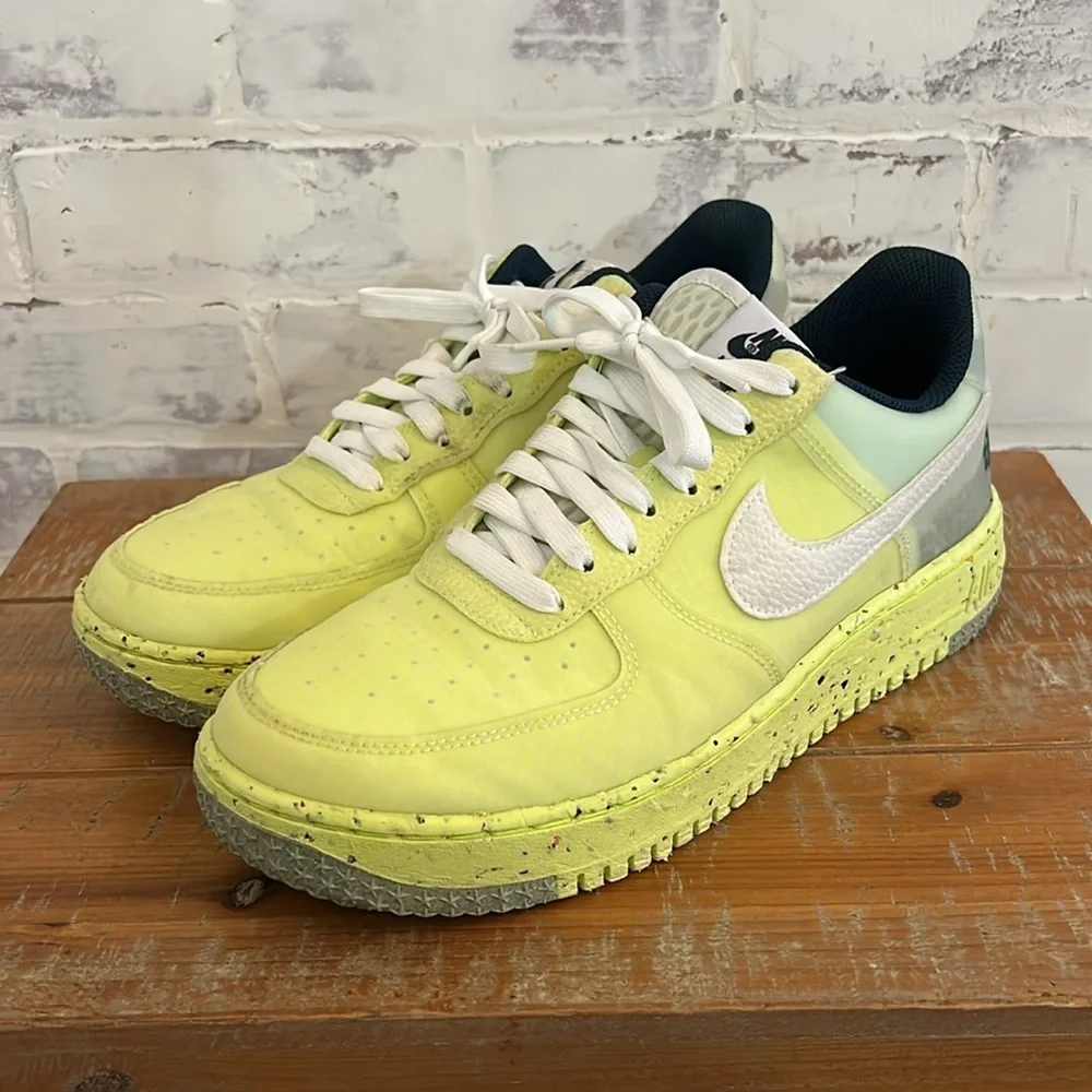 Nike Air Force 1 Crater Lt Lemon Twist White Shoes DH2521 700 Men's Size 9.5